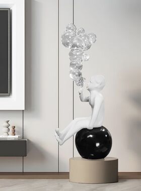 现代卡通创意雕塑摆件样板房创意落地售楼处玄关泡泡人物艺术装置