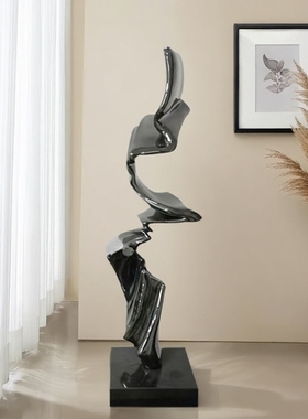 现代抽象艺术飘带雕塑摆件酒店大堂售楼处样板房客厅玄关装饰品