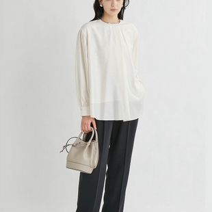 宽松休闲长袖 时尚 mil@春秋季 圆领套头上衣衬衫 221022日单女装