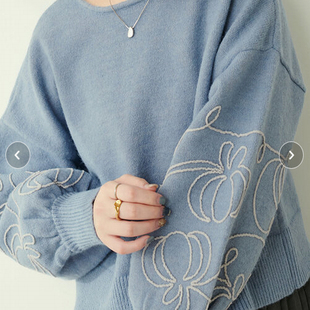 051290日单女装 前后2穿式 NC春秋冬时尚 长袖 毛衣休闲套头衫 短款