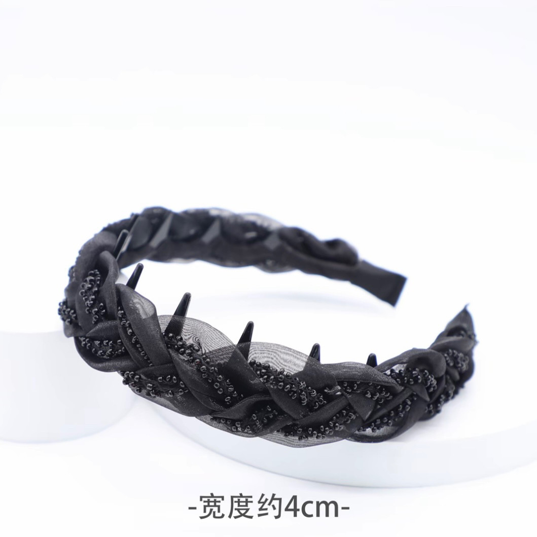 【哑光款】赫本风4厘米宽麻花辫遮白发遮发缝琳光发箍百搭头箍女