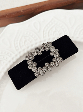 韩式发夹一字弹簧夹水钻头饰发饰2025新款黑色简约洋气侧边夹发饰