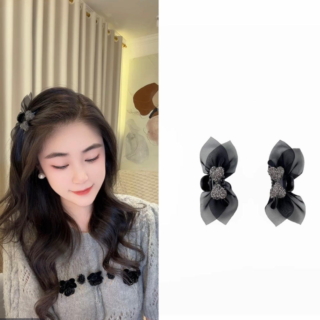黑色蝴蝶结小抓夹刘海夹