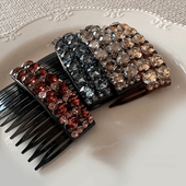 短款 韩版 镶钻水晶满钻长款 密齿多齿发梳插梳刘海梳盘发发夹头发饰