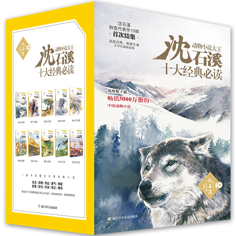 礼盒 沈石溪动物小说十大经典必读全套10册 含狼王梦最后一头战象斑羚飞渡第七条猎狗 沈石溪动物小说系列珍藏版全集42小学生正版
