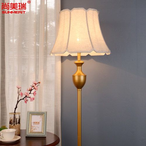 欧式复古落地灯客厅中国风仿古立灯书房新中式卧室装饰灯简约麻布
