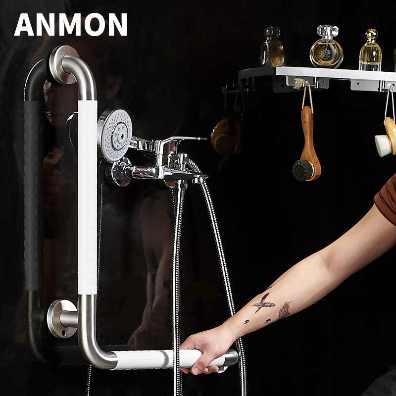 无障碍淋浴房升降杆厕所浴室沐浴安全防滑老人L型花洒助力架扶手