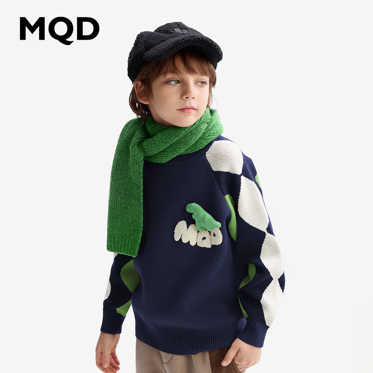 MQD童装儿童冬季加厚撞色毛衣图片