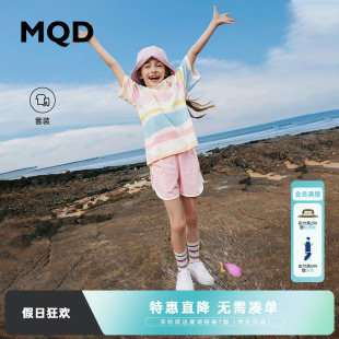 洋氣夏新百搭舒適韓版 MQD童裝 時髦套裝 兒童T恤短褲 女童裝 兩件套