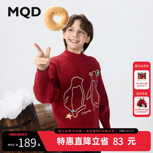 【艺术系列】MQD男童25冬新款学院女童字母保暖半高领毛衣