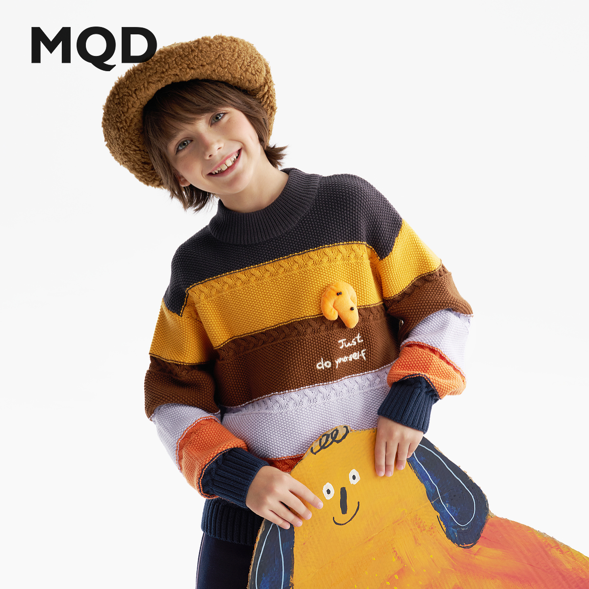 [VIP]MQD童装男童毛衣针织衫2025冬季新款儿童加厚保暖半高领条纹