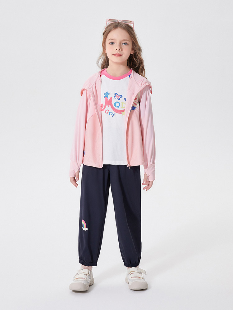 MQD 아동 의류 소녀 야외 태양 보호 의류 24 여름 새로운 어린이의 탄력 있고 편안한 후드 태양 보호 의류 UPF50 +