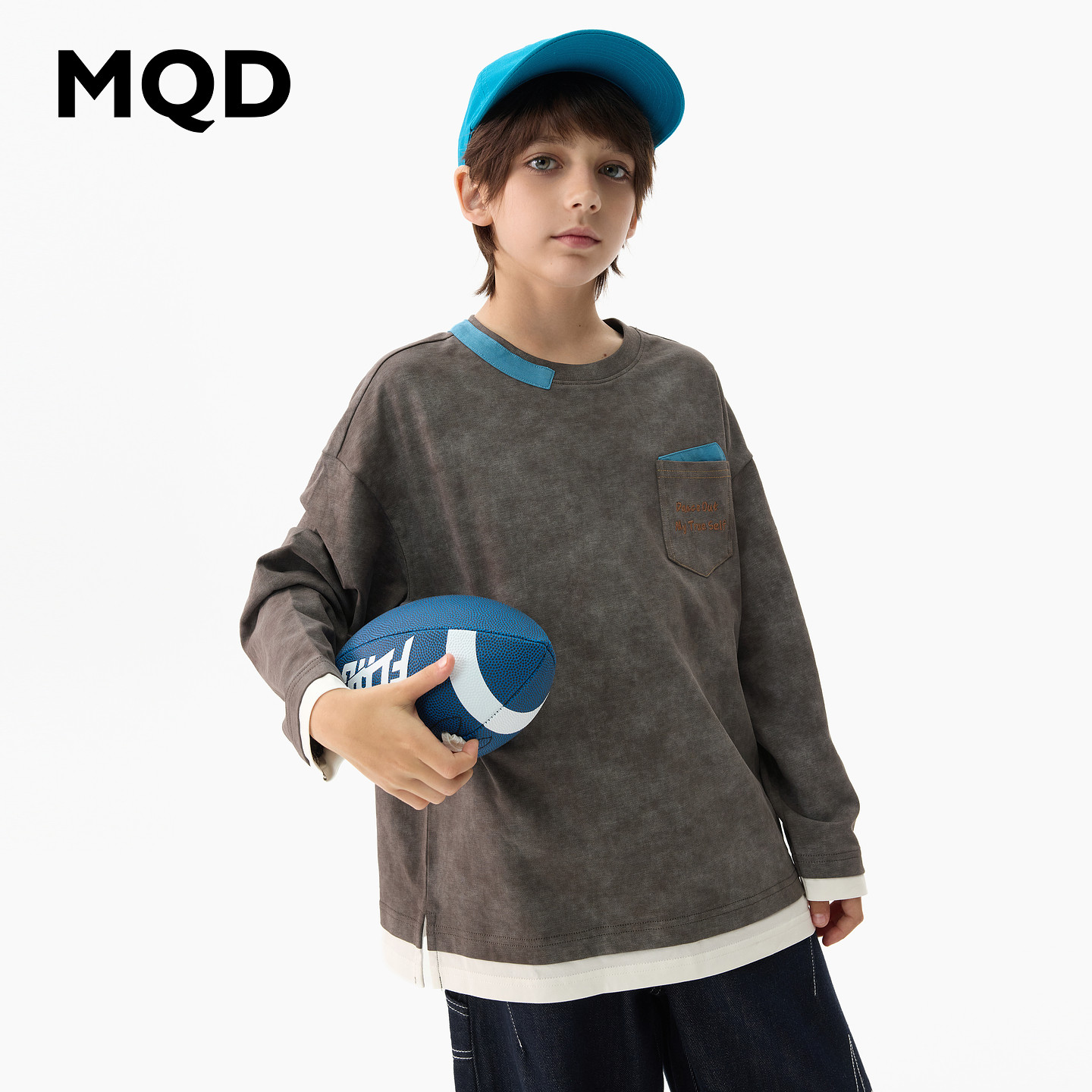 【商场同款】MQD马骑顿童装儿童长袖T恤秋装男童假两件下摆打底衫