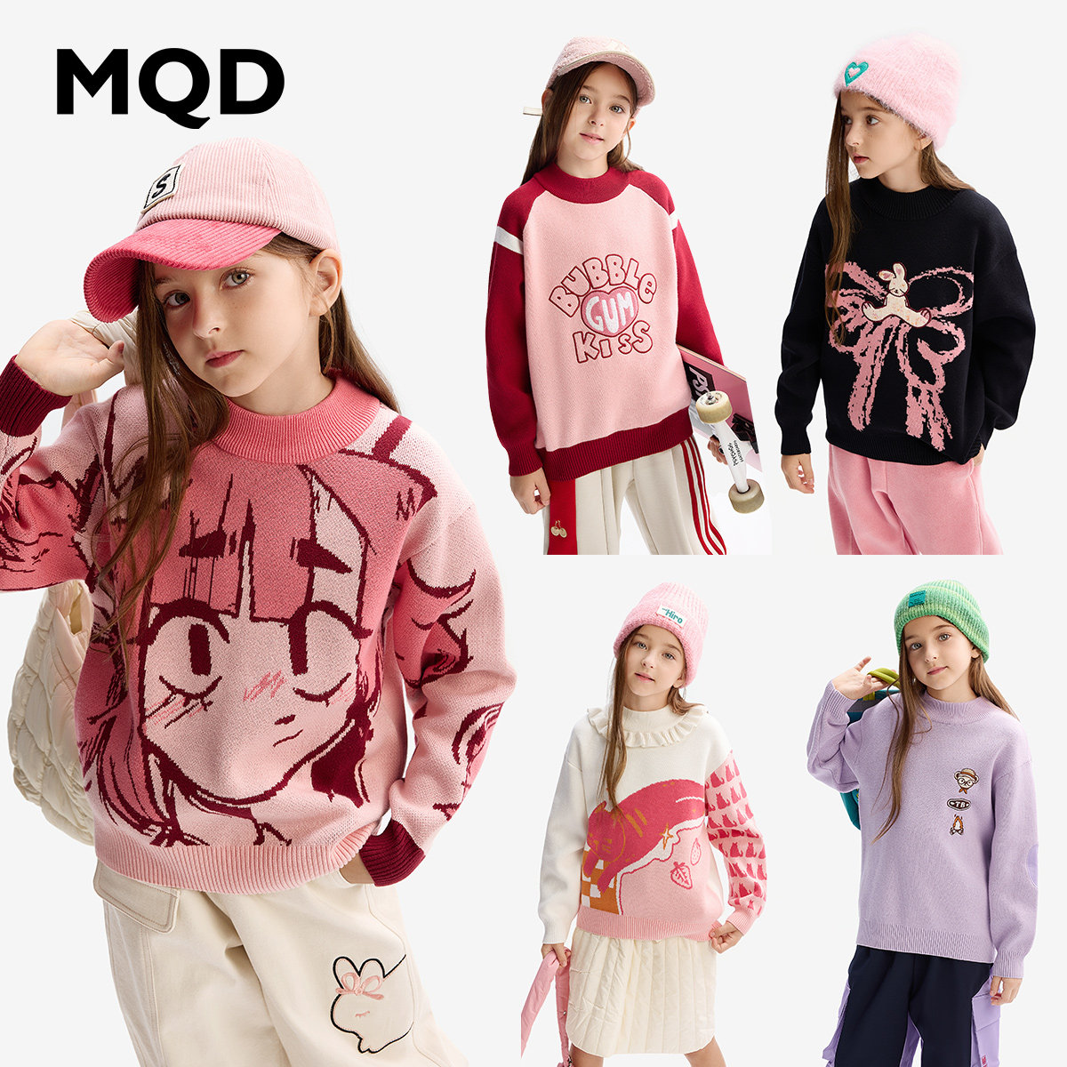 【反季清仓】MQD童装女童毛衣秋冬款宝宝毛线衣半高领