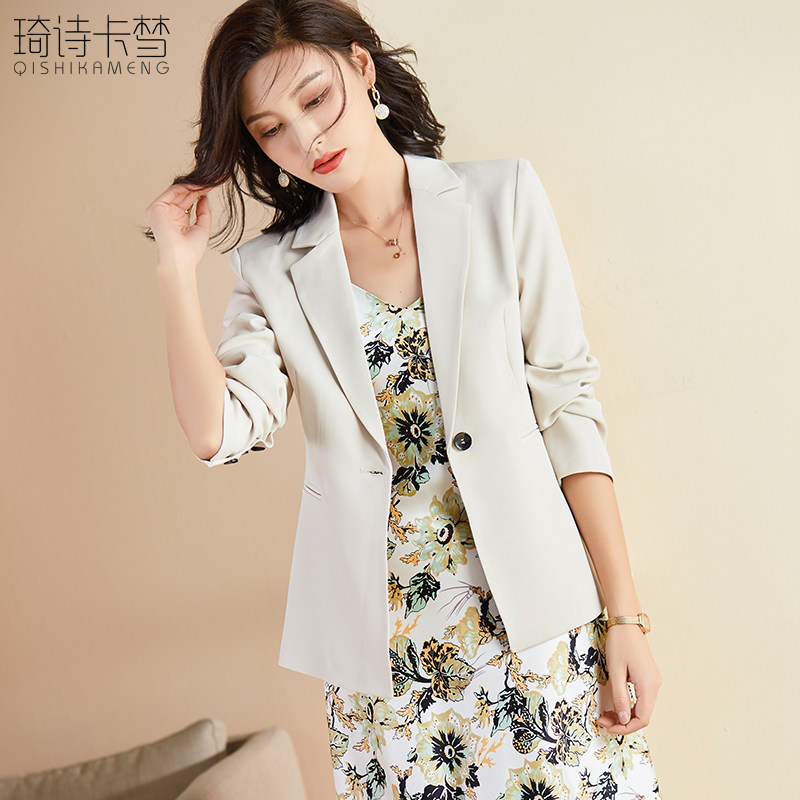 琦诗卡梦小西装外套女夏季薄款2025新款休闲小个子七分袖西服
