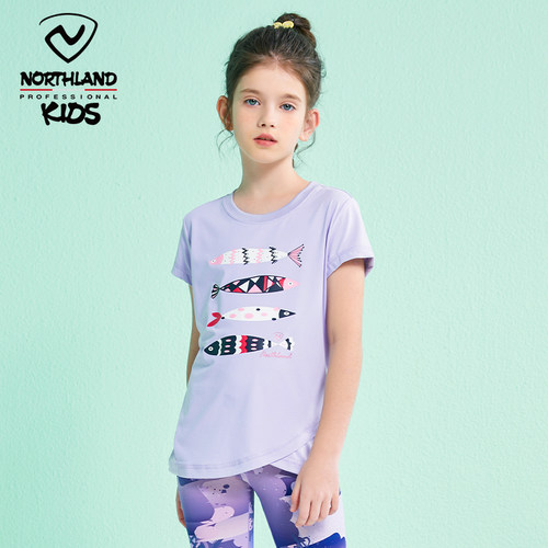 诺诗兰女童2024凉感速干弹力短袖