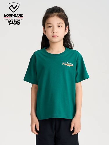 NORTHLAND男童纯棉短袖夏季新品圆领套头吸湿透气宽松T恤