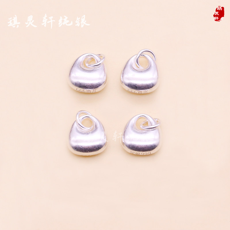 999足银纯银银坨坨吊坠挂坠 串珠编织手链脚链挂件 diy饰品配件