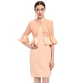 奈昕个性 一步裙复古连衣裙秋 名媛OL潮气质修身 化私人订制 35824