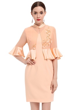 奈昕个性化私人订制 35824 名媛OL潮气质修身一步裙复古连衣裙秋