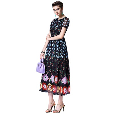 奈昕个性化私人订制101430 new dress春季新款淑女风中长款印花连