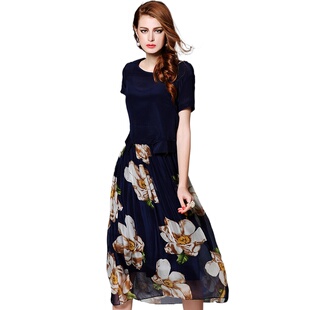 dress夏款 奈昕个性 new 114254 优雅风印花两件套连衣 化私人订制