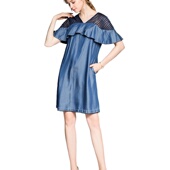 宽松千元 奈昕个性 以 新款 夏牛仔网纱V领落肩袖 化私人订制 131538