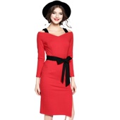 奈昕个性 性感1步裙露肩纯色连 女潮设计新年装 化私人订制 126674