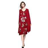 化私人订制 123689 风飘逸女新装 奈昕个性 绣花胖MM套头大摆长袖 连