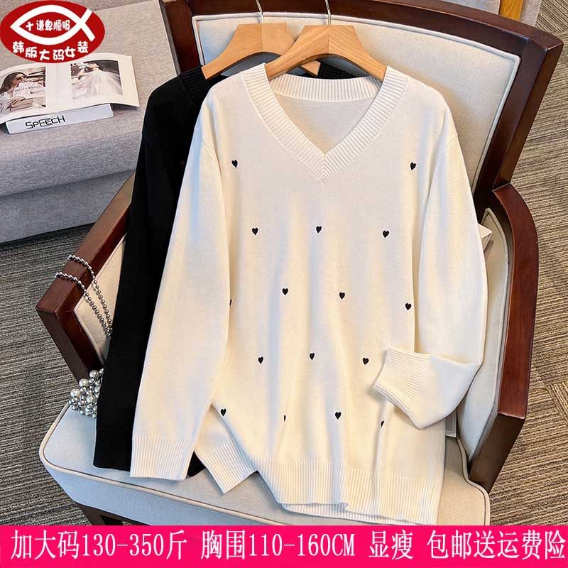 200/300斤超大码女装350斤胖mm胸围150/160宽松套头V领毛衣针织衫,女装/女士精品,大码内搭,淘宝优惠券,粉丝福利购,淘宝优惠卷