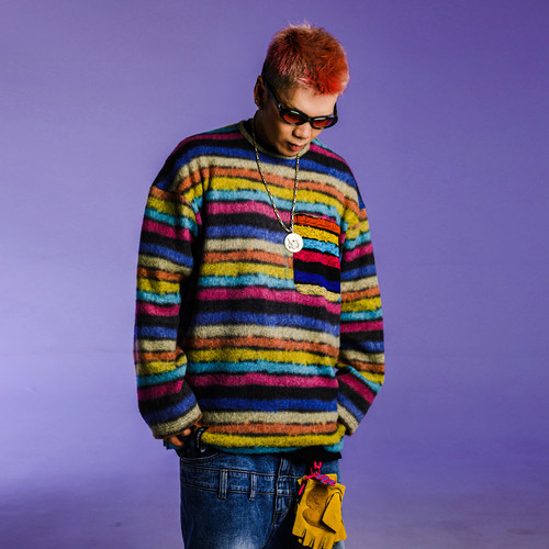 ACUSA JEANS北极绒抓绒可双面穿豹纹彩虹宽松长袖卫衣T恤秋冬款