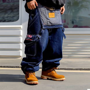 美式 深蓝牛仔背带长裤 休闲洗水工装 系肥大款 男 ACUSA 牛仔裤 JEANS
