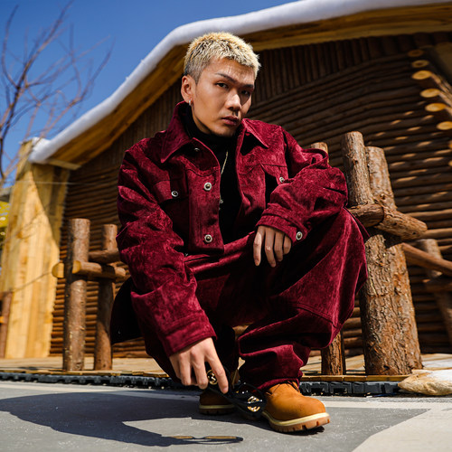 春秋冬季灯芯绒工装套装简约大气
