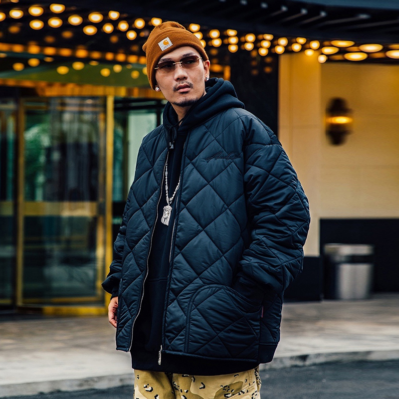 acusa夹克棉服菱形格夹棉纯色