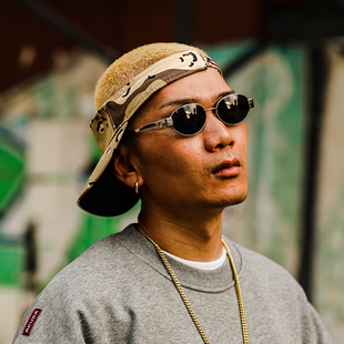 ACUSA 可调节头围春夏头饰 六沙迷彩空顶遮阳帽千禧HIPHOP风格
