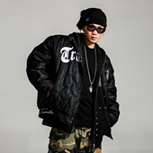 ACUSA短宽版 型菱形格棉无领设计棒球服外套贴布刺绣纯色百搭街头