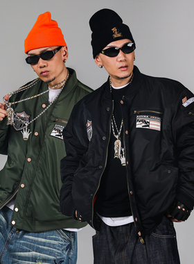 ACUSA飞行中队系列战攻徽章街头多袋刺绣章仔MA1空军夹克短款棉服