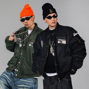 ACUSA飞行中队系列战攻徽章街头多袋刺绣章仔MA1空军夹克短款 棉服