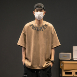 TC014夏新款潮牌鹿皮绒短袖t恤男潮流百搭弹力A圆领印花T恤男P45，男装T恤，星座308A-1（原309B-1）
