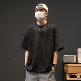 TC014夏新款潮牌鹿皮绒短袖t恤男潮流百搭弹力A圆领印花T恤男P45，男装T恤，星座308A-1（原309B-1）