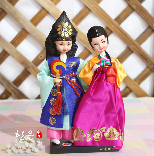 韓國原裝進(jìn)口韓服娃娃/韓國工藝擺設(shè)品/先輩情侶雙娃/HE-P7331
