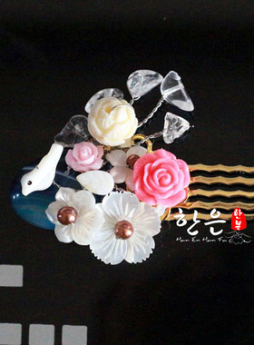 韩国进口韩服头饰/婚礼边卡/边夹/纯手工编制发饰/HE-P1208