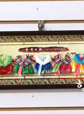 韩国传统民俗画/朝鲜族民俗相框挂件/家居，料理店壁挂/HE-MK1004