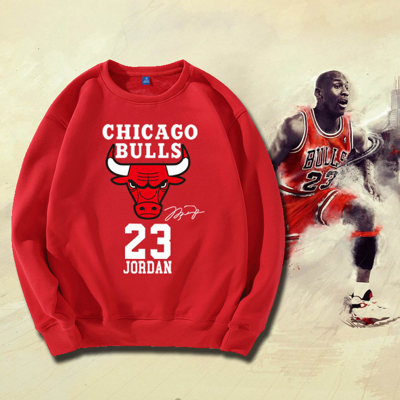 可定制公牛队飞人潮23号乔丹篮球新款外套圆领保暖套头运动卫衣男