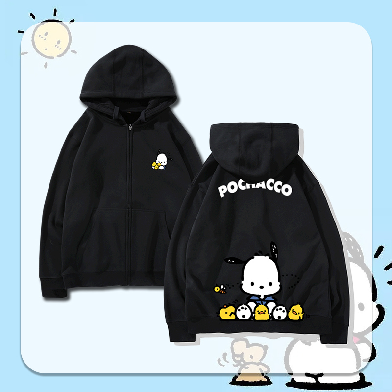 可定制日系卡通帕恰狗运动保暖外套Pochacco情侣时尚连帽开衫卫衣