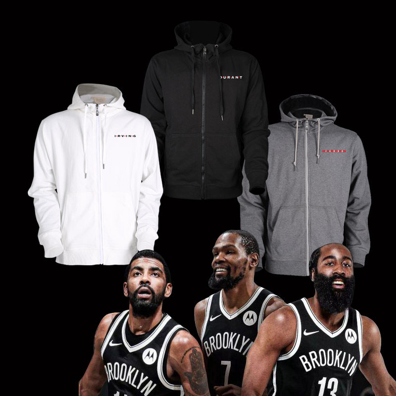 篮网队新款篮球运动保暖外套死神杜兰特哈登欧文宽松连帽开衫卫衣