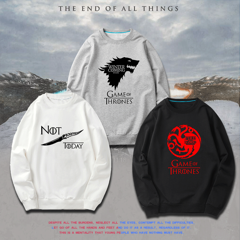 权力的游戏美剧冰与火之歌周边欧美潮牌长袖外套宽松保暖圆领卫衣