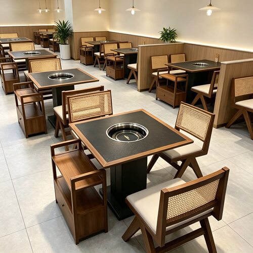 山野风火锅店餐厅桌椅卡座沙发饭店湘菜馆烧烤烤肉店卡座餐桌商用