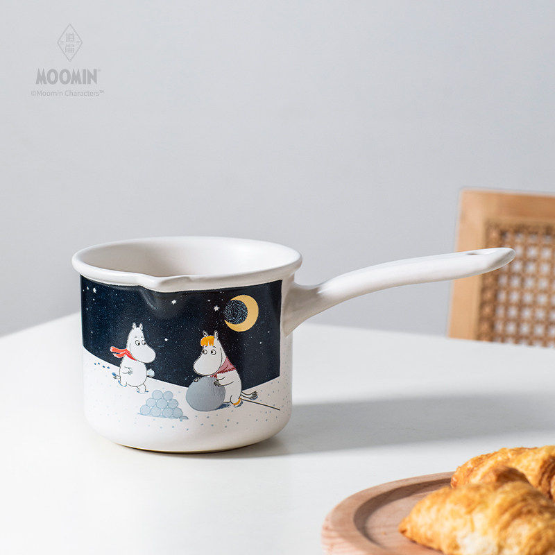 道福Moomin姆明冬雪奶锅1L单人宿舍迷你汤锅宝宝辅食奶锅单柄陶瓷