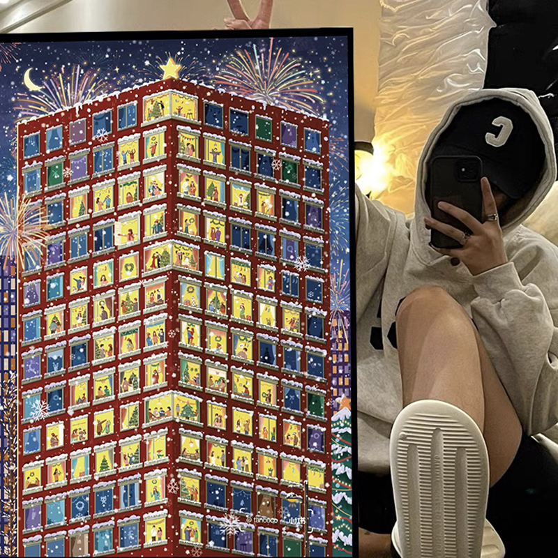 高级感圣诞窗景小故事钻石画2025新款十字绣刺绣满钻创意装饰画5d图片